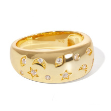 evil eye moon sun star custom gold plated signet ring silver 925